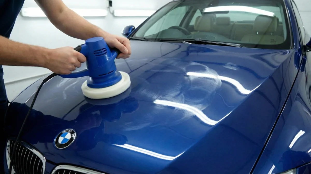 Waxing and polishing a car to mirror finish in Barrington IL